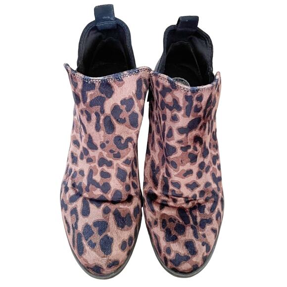 SO Shoes - SO Leopard Print Ankle Booties Slip On Textured